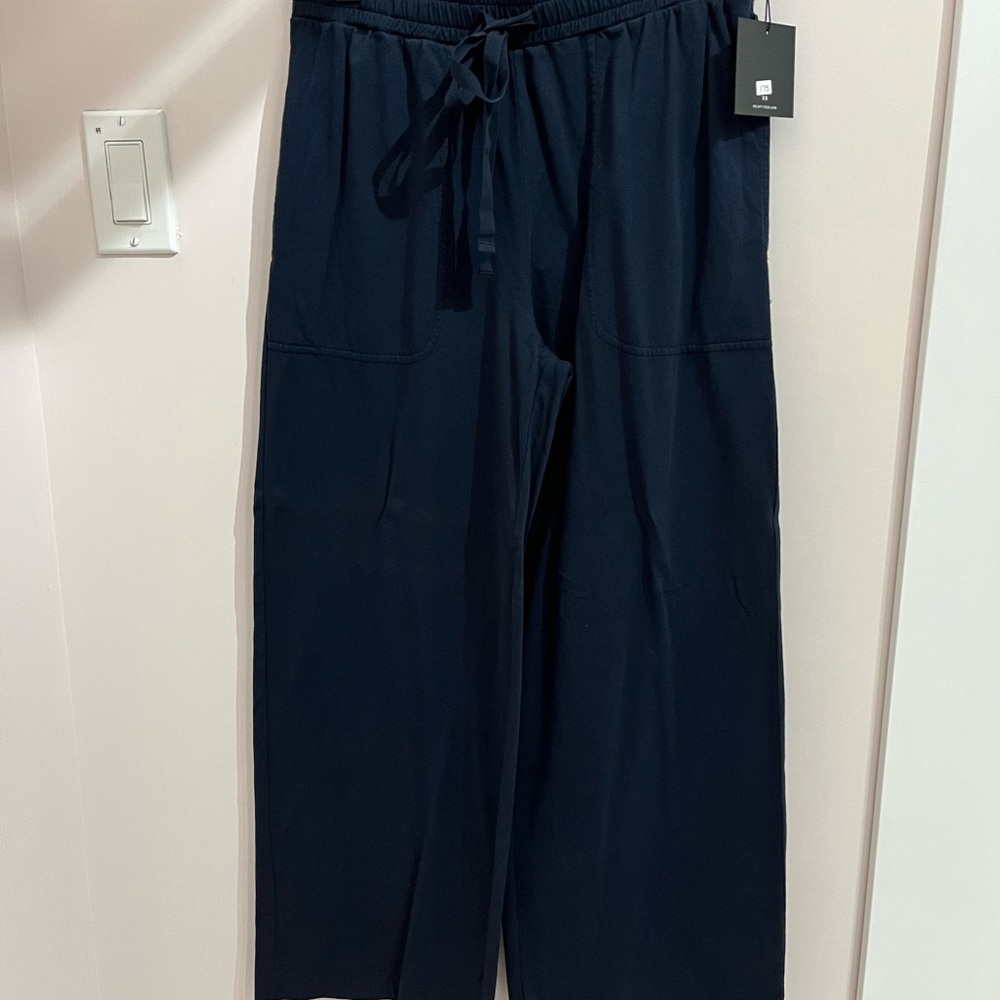 Women's Navy Tee Shirt Cotton Wide Leg Casual Pants